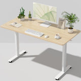 Veken 55 Inch Large Electric Standing Desk, 4 Memory Heights Adjustable,Sit to Stand Up, Work Home Office Computer Table for Study, Walking Pad, Writing, and Games, Wooden Desktop Desks, Nature Wood Veken