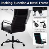 Haranuo Conference Room Chairs, Ergonomic Executive Office Chair, Ribbed Leather Desk Chair with Lumbar Support, Adjustable Height Mid-Back Swivel Chair with Padded Seat Haranuo
