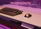 INNOVAR Glass Gaming Desk with Drawers, White Gaming Electric Standing Desk Adjustable Height, Professional Gaming Glass Surface Improved Precision and Speed, 55 inch INNOVAR