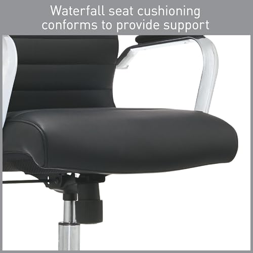 Realspace® Modern Comfort Series Winsley Bonded Leather Mid-Back Chair, Black Realspace