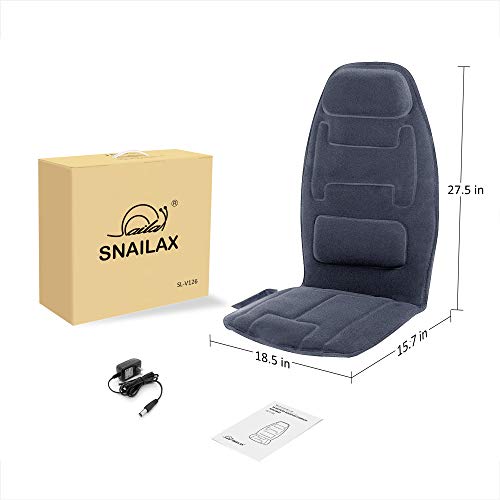 Snailax Massage Seat Cushion with Heat - Extra Memory Foam Support Pad in Neck and Lumbar,10 Vibration Massage Motors, 2 Heat Levels, Back Massager Chair Pad for Back Snailax