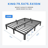 MAF 10 Inch King Metal Platform Bed Frame with Round Corner Legs, 3000 LBS Heavy Duty Steel Slats Support, Noise Free, No Box Spring Needed, Easy Assembly MAF