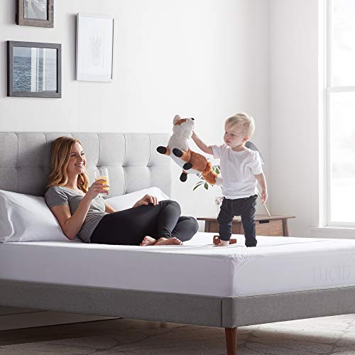 LUCID Zippered Mattress Encasement – Waterproof Twin Size Mattress Protector – Fits Mattresses 6 to 18 Inches with Secure Elastic – Shields All 6 Sides – Quiet cover – White LUCID