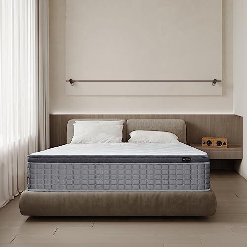 MICOOLS Twin Mattress,14 inch Hybrid Mattress in a Box Memory Foam Breathable Comfortable,Motion Isolation Individually Wrapped Coils,Euro Top Medium Firm Twin Size Mattress