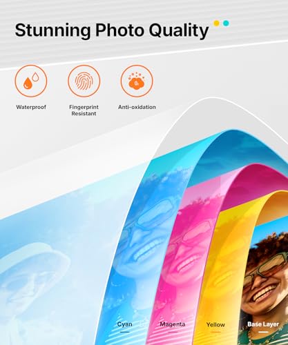 Liene Amber M110 Bluetooth Photo Printer 80 Sheets, Portable Photo Printer for iPhone, Thermal Dye Sublimation, Picture Printer 60 Sheets 4x6 Paper & 20 Sheets 3" Square Sticker Paper & 2 Cartridges Liene