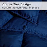 ALPSWAN Luxury Goose Feather Down Fiber Comforter Queen Size, 300TC Blue Cotton Blended Duvet Insert, All Season Hotel Bedding Alternative Down Comforter with Corner Tabs (Blue, Queen) ALPSWAN