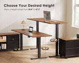 OffiGo 55 Inch L Shaped Electric Standing Desk with Drawers & File Cabinet Sets, Executive Sit Stand Desk, Height Adjustable Computer Desk for Home Office, Writing, Workstation, Walnut+Black OffiGo