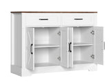 BOTLOG Farmhouse Buffet Cabinet with Storage, 47.2" Storage Cabinet with Drawers, Barn Doors, Sideboard, Bar Cabinet for Kitchen, Dining Room, Hallway, White BOTLOG