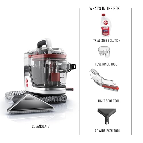 Hoover CleanSlate Plus Portable Carpet + Upholstery Spot Cleaner Machine, Powerful Suction with Versatile Tools, Pet Stain Remover, Car and Auto Detailer, Pair with Hoover Carpet Cleaner Solution Hoover