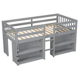 Harper & Bright Designs Low Loft Bed with Storage Shelves and LED Light for Kids, Twin Size, Gray Harper & Bright Designs
