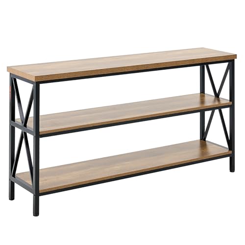 VEVOR Narrow Console Table, 55 Inch Entryway Table, 3-Tier Long Hallway Table, Sofa Table with Metal Frame, Console Tables for Entryway, Hallway, Living Room & Bedroom VEVOR