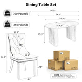 HAIZAO Extendable Oval Dining Table Set with 8 High-End Velvet Upholstered Chairs, 59 to 91 Inch Kitchen Table & Tufted Solid Wood Dining Chairs with Nailhead Trim, Contemporary Dining Room Furniture HAIZAO