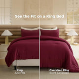 Bedsure King Comforter Set, Dark Red Soft Prewashed Bedding for All Seasons, 3 Pieces GentleSoft™ Bed Set, 1 Lightweight Comforter (104"x90") and 2 Pillowcases (20"x36")