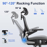 marrap Ergonomic Office Chair, Mesh Seat Cushion with 3D Armrests and 3D Headrest, Adjustable Lumbar Support with 90-120° Rocking Function, SGS Class 4 Gas Clylinder, Black marrap