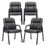 CLATINA Leather Guest Chair with Padded Arm Rest for Reception Meeting Conference and Waiting Room Side Office Home Black 4 Pack