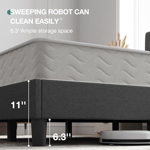 Novilla King Bed Frame and Headboard, Linen Upholstered King Size Bed Frame with Wood Slats Support, No Box Spring Needed, Heavy Duty Feet, Easy Assembly, Grey Novilla