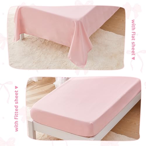 Wowelife Princess Toddler Bedding Set for Girls, Boho Toddler Bed Set, 4 Pieces Ruffles Jacquard Embroidery Toddler Comforter with Comforter, Fitted Sheet, Flat Sheet and Pillowcase, Pink Wowelife