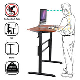 UNICOO Manual Standing Desk Adjustable Height Heavy Duty Game Desk, Crank Adjustable Desk, Adjustable Computer Desk, Manual Stand Up Desk with Headphone Hook,48 x 24 Inches (SYK01-Teak) UNICOO
