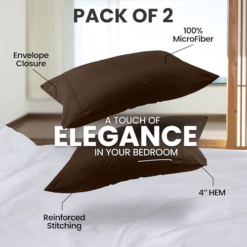 Utopia Bedding King Pillow Cases - 2 Pack - Envelope Closure - Soft Brushed Microfiber Fabric - Shrinkage and Fade Resistant Pillow Covers King Size 20 X 40 Inches (King, Brown) Utopia Bedding