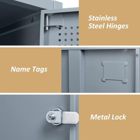 SISESOL Metal Locker Storage Cabinet with Doors and Shelves Metal Lockers with 6 Doors,71" Lockable Small Locker Storage Cabinet for Employees,School, Office, Home, Gym (Gray) SISESOL