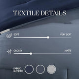 Madison Park Cozy Comforter Set-Deluxe Hotel Collection, All Season Down Alternative Luxury Bedding with Matching Shams, Decorative Pillows, Cal King(104"x92"), Genevieve, Navy 7 Piece Madison Park