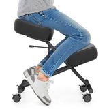 Giantex Ergonomic Kneeling Chair for Office, Knee Stool Chair w/Adjustable Height and Seat Angle to Relieve Pain, Posture Desk Chair w/Lockable Universal Wheels, Thick Padded Cushions, Black (1) Giantex