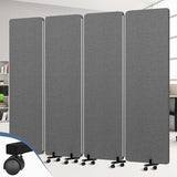 Room Divider Privacy Soundproof Panel with Wheels, 4 Panel Wall Divider (Aluminum Frame) for Room Partition, Folding Room Dividers Space Separation Office Cubicle Wall Sound Proof Partition Divider HOMSCREENER