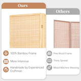 Room Divider Folding Privacy Screens, Hand-Made 67'' High Bamboo Room Dividers Freestanding 2-in-1 Multifunction 4 Panel Wall Divider for Room Separation, Portable Room Partitions and Dividers HOMSCREENER