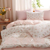 Erwinmu Floral Comforter Set Full Size - 3 Pieces Pink White Floral Comforter Bedding Sets Reversible Pattern,Full Bed in a Bag with Flowers Comforter and 2 Pillowcases Erwinmu