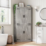 Jocoevol Corner Kitchen Pantry Storage Cabinet with Doors, Kitchen Hutch, 71'' Tall Food Storage Cabinet Furniture for Living Room, Dining Room (Grey) Jocoevol