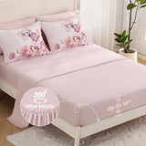 LLDSYW King Size Comforter Set - 7 Pieces Floral Comforter and Sheet Set, Pink King Size Bed in a Bag, Soft Microfiber Flower Complete Bedding Set for All Seasons（Pink,104"x90"） LLDSYW