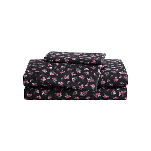 Betsey Johnson - King Bed Sheets, Soft & Lightweight Bedding, Fade & Wrinkle Resistant (Bouquet Ditsy Black, King) Betsey Johnson