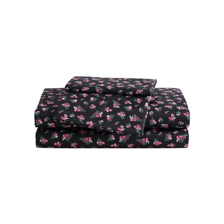 Betsey Johnson - King Bed Sheets, Soft & Lightweight Bedding, Fade & Wrinkle Resistant (Bouquet Ditsy Black, King) Betsey Johnson
