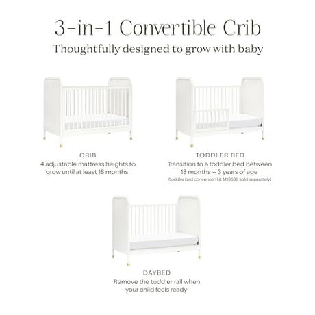 Namesake Brimsley Tambour 3-in-1 Convertible Crib in Warm White, GREENGUARD Gold Certified NAMESAKE