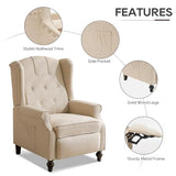 P.H.Furn Wingback Recliner Chair with Massage and Heat, Upholstered Fabric Living Room Chair Armchair with Nailhead Trim,Push Back Recliner Chair with Remote Control,Padded Cushion