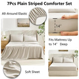 CozyLux Full Size Comforter Sets Beige, 7 Pieces Bed in a Bag, Beige Comforter Full Size, All Season Bedding Sets with Stitch Quilted Comforter, Flat Sheet, Fitted Sheet, Pillowcases CozyLux