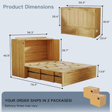 Jotirxe Full Murphy Bed Cabinet: Oak Cabinet Bed with Charging Station, Cube Murphy Beds with Drawers, Modern Hidden Beds for Small Spaces, Guest Room and Office Jotirxe