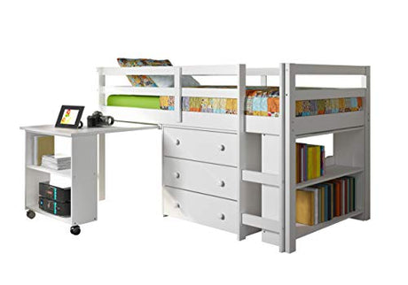 Donco Kids Study Modern Twin Low Loft Bed in White Finish Donco Kids