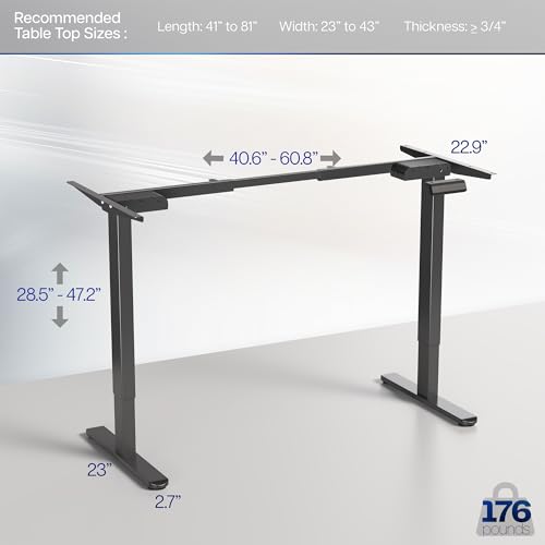 VIVO Electric Dual Motor Standing Desk Frame for 41 to 81 inch Table Tops, Frame Only, Ergonomic Standing Height Adjustable Base with Push Button Memory Controller, Black, DESK-V122EB VIVO