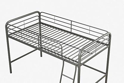 DHP Silver Junior Loft Bed Frame with Ladder - Twin Size