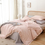 JANZAA Soft Fluffy Comforter Set 3PCS (1 Ruffled Blush Comforter Set and 2 Pillowcases) Vintage Shabby Chic Bedding, All Season, Blush Pink, Queen JANZAA