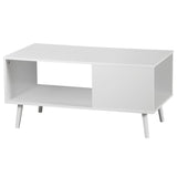 ZenStyle Mid Century Modern Coffee Table, Wooden Retro Coffee Table with Open Storage Shelf for Living Room, Reception, Easy Assembly (White) ZenStyle
