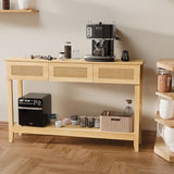 VINGLI 51" Console Table with Drawers, Rattan Entryway Table with Storage Shelf, Narrow Sofa Table, Boho Hallway Table for Living Room, Entrance, Foyer, Behind Couch, Natural Rattan VINGLI