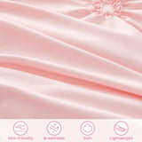 Wowelife Princess Toddler Bedding Set for Girls, Boho Toddler Bed Set, 4 Pieces Ruffles Jacquard Embroidery Toddler Comforter with Comforter, Fitted Sheet, Flat Sheet and Pillowcase, Pink Wowelife