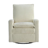 Oxford Baby Uptown Upholstered Swivel Glider and Recliner Nursery Chair - Corduroy, Pearl White Oxford Baby