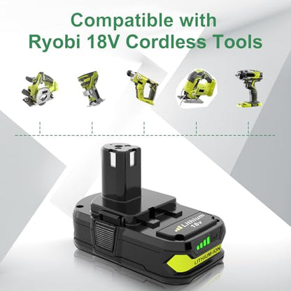 P108 3000mAh Lithium Battery Replacement for Ryobi 18V Battery Compatible with Ryobi 18 Volt Drill Battery P102 P103 P104 P105 P107 P109 P122 Cordless Power Tools(Single Battery) - WoodArtSupply