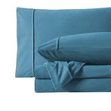 Flannel Sheets Queen Size Warm and Cozy Deep Pocket Breathable All Season Bedding Set with Fitted with Full Elastic & Built in Corner Sheet Straps, Flat and Pillowcases, Queen, Denim Sweet Home Collection