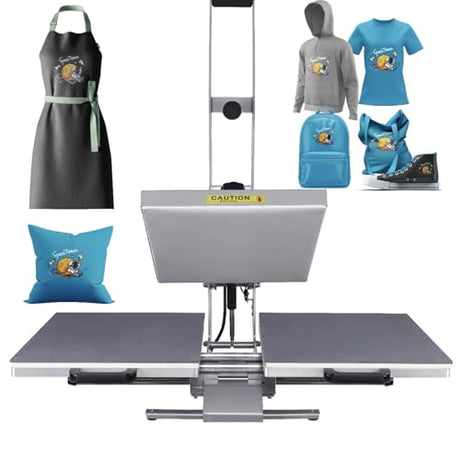 Semi-Automatic 16x24 Heat Press Machine: Auto Open Dual Platen Sublimation T-Shirt Press - Large Format 110V Heat Press with Precision Wire Tube and Teflon Coating AVGVLIJ