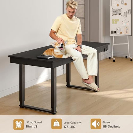 ONBRILL Standing Desk with Drawers, 63x26 Inches Rectangle Electric Stand Up Desk with Dual Motor and Memory Preset, Adjustable Height from 28-46 Inch for Home & Computer Workstation, Black ONBRILL