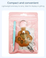Aurichi Cat & Dog Hair Keychain, Leather Dog Paw Hair Holder Fur Collection Key Chain Keepsake with Heart Clip Tweezers & Rainbow Sympathy Card, Pet Loss Memorial Gift for Pet Owners, Pet Remembrance